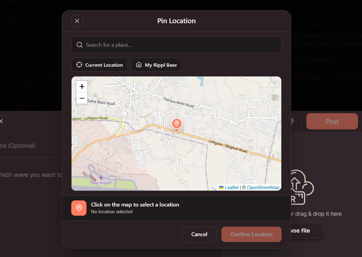 Pin Location Modal - Desktop View
